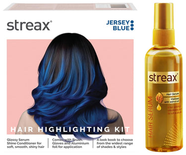 Streax Hair Serum-200 ml Vitalized with Walnut Oil, For Hair Smoothening & Shine, For Dry & Frizzy Hair Hair Colour Highlight Kit | Blue Hair Colour, Jersey Blue - Pack of 1